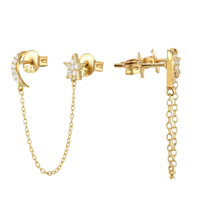 star moon earring - seol gold