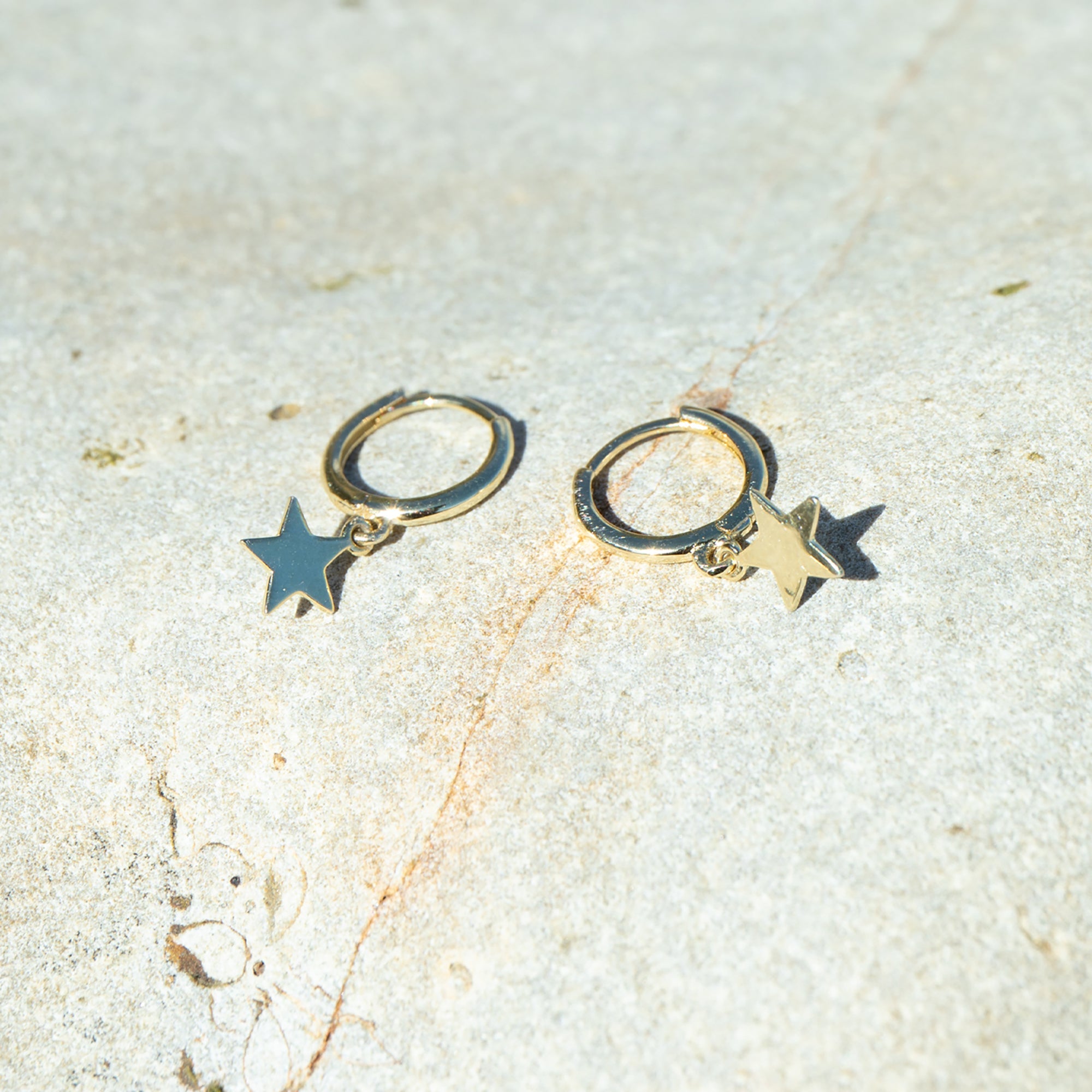 18ct Gold Vermeil Star Charm Hoops