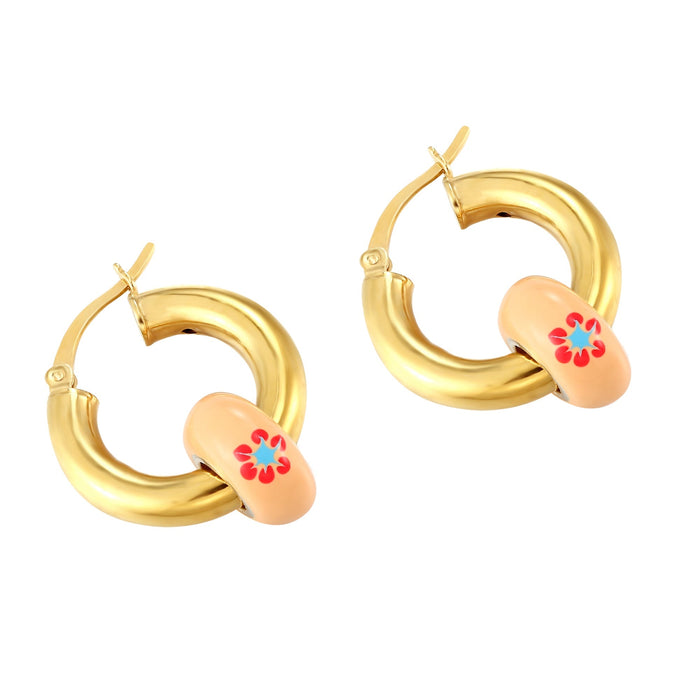 peach enamel flower hoops - seolgold