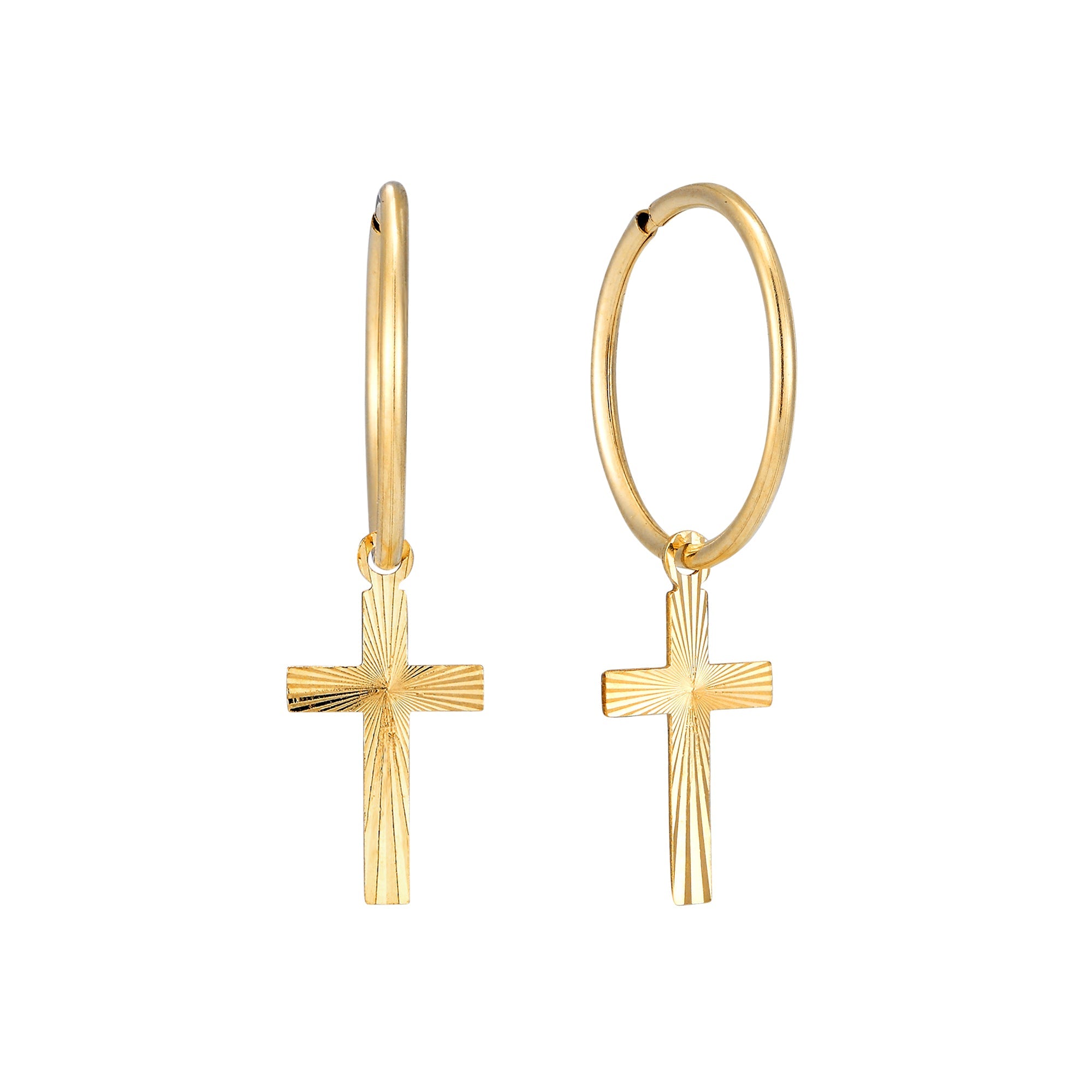 9ct gold cross hoops - seolgold