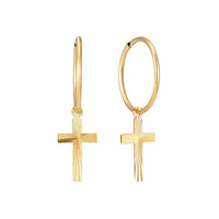 9ct gold cross hoops - seolgold