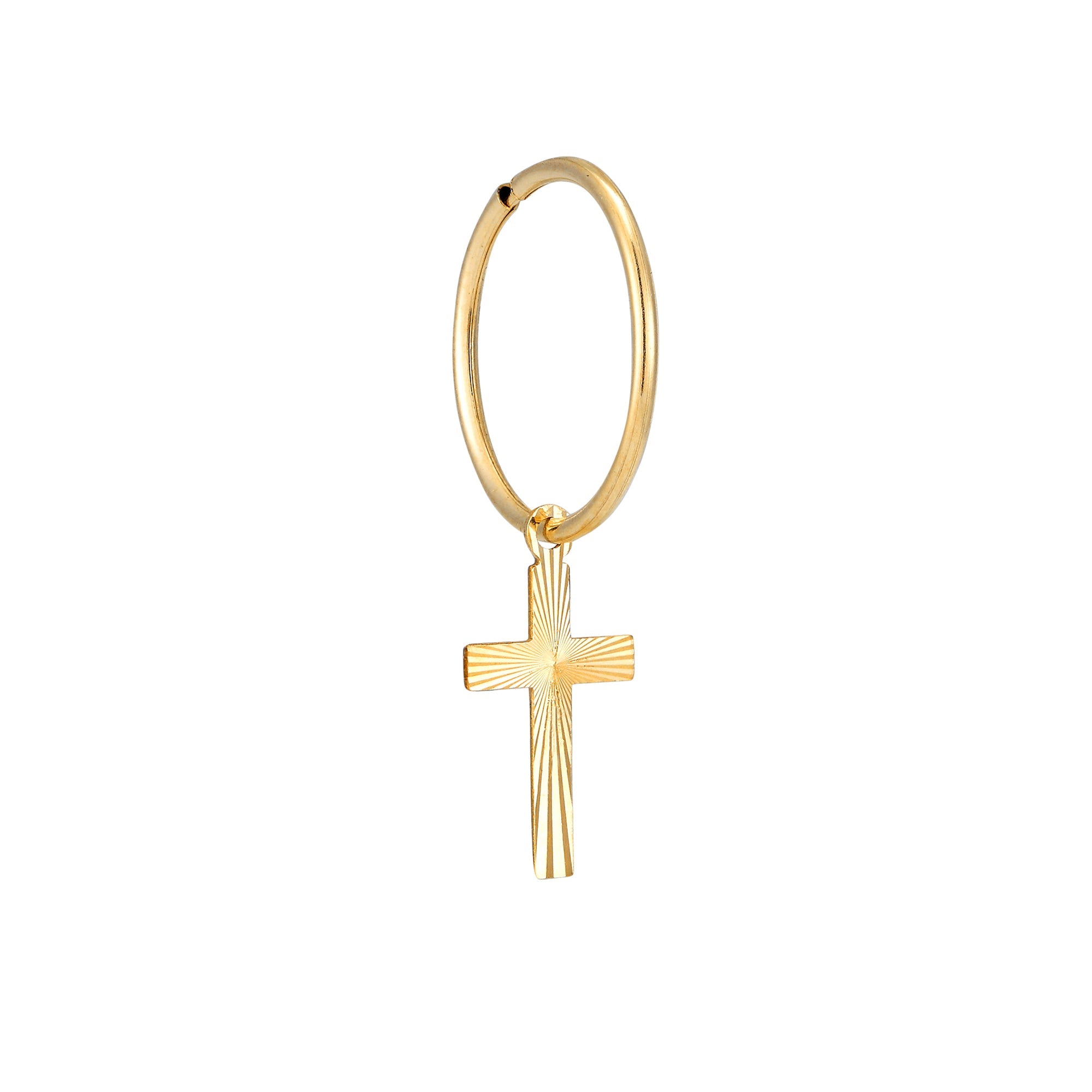 9ct Solid Gold Cross Hoops (Mens)