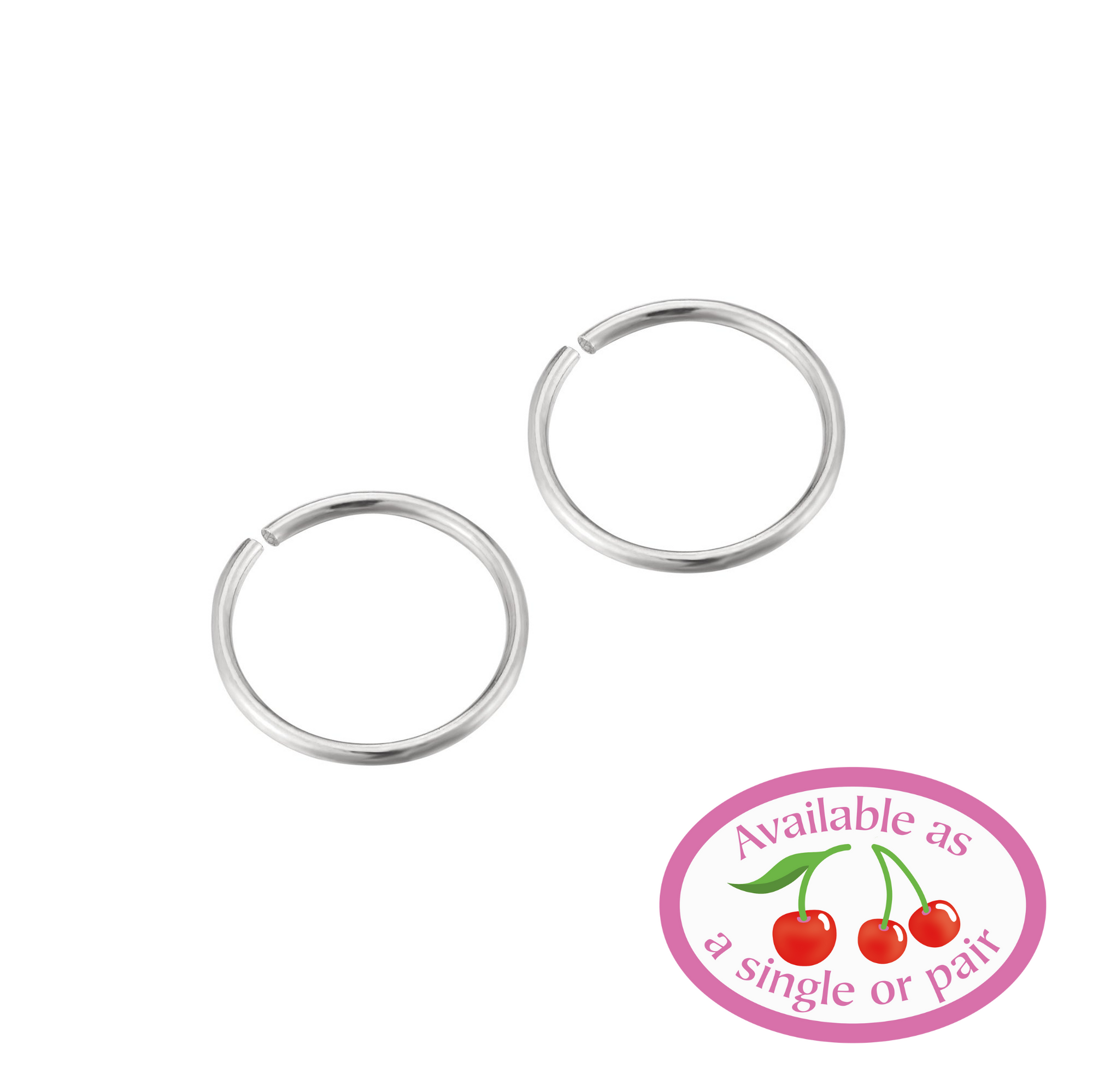 9ct Solid White Gold Wire Hoops