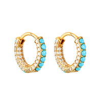 Seol gold - 18ct Gold Vermeil Turquoise & Pave CZ Hoops