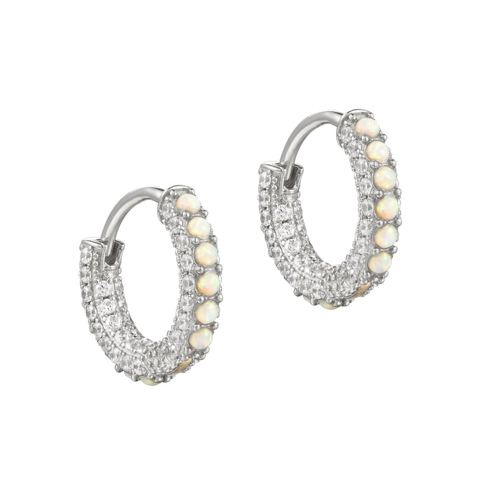 opal - tiny silver hoops - seolgold