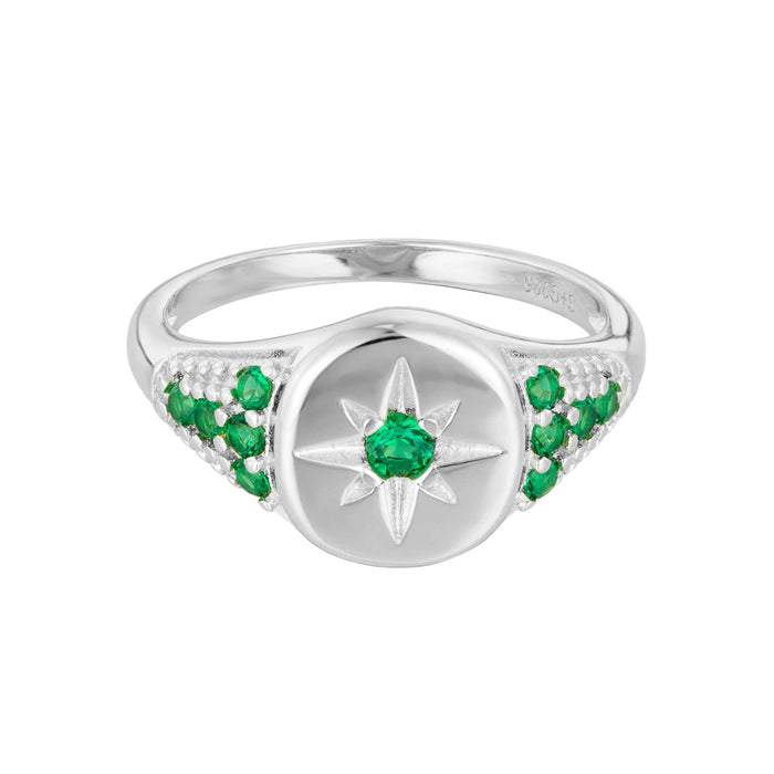 Seol Gold - Emerald star set signet ring