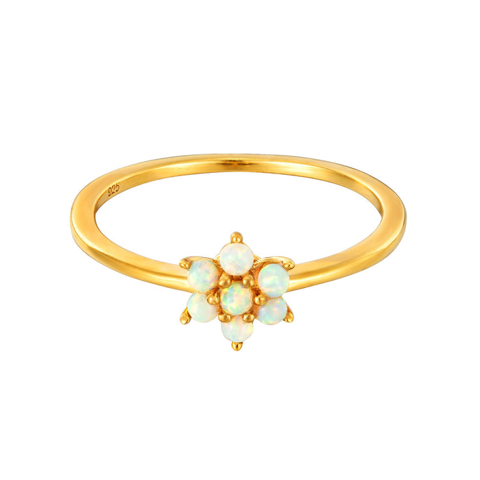 opal flower ring - seol gold