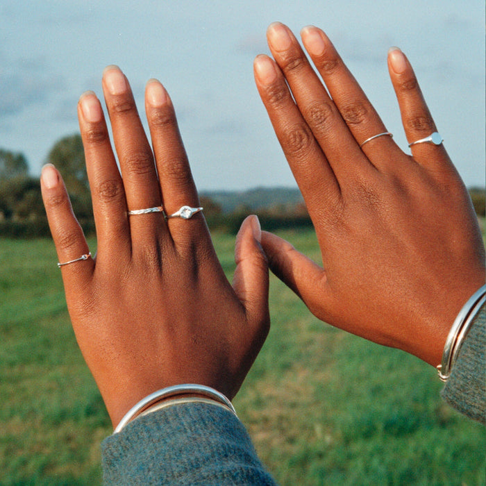 Silver Thin Plain Band Ring - seol-gold