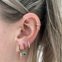 Turquoise gold Hoops - Seol Gold