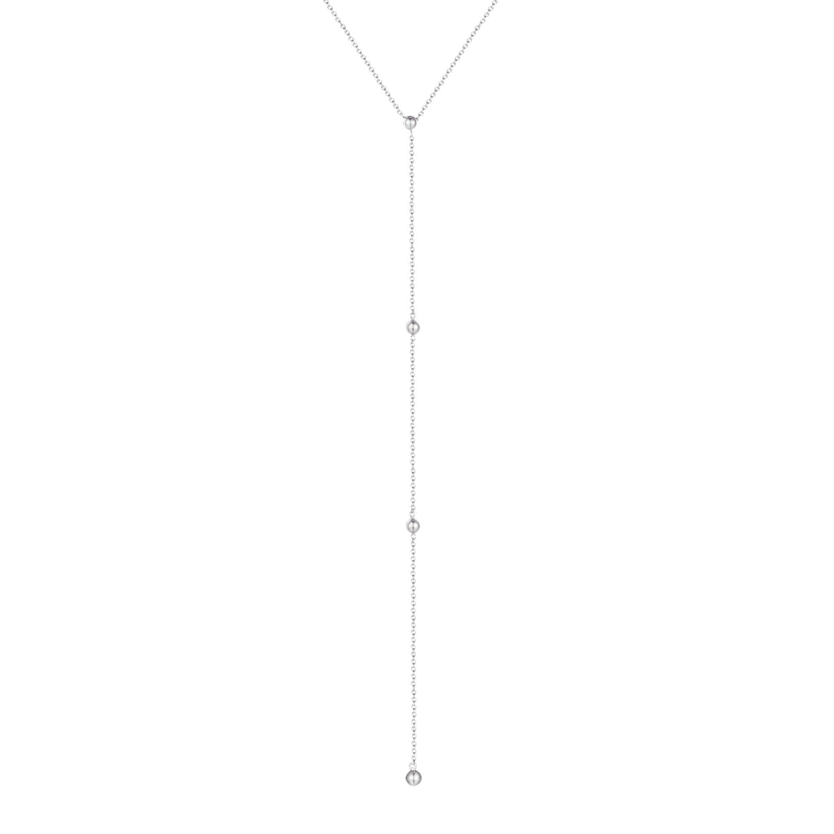 silver lariat Necklace - seol-gold