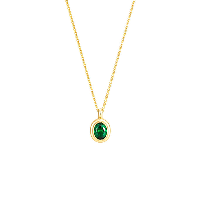 Seol gold - emerald stone bezel necklace