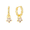 Amethyst Flower Charm Starry Hoops - Seol Gold